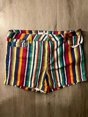 Forever 21 Multi-Color Striped Jean Shorts Size US 16